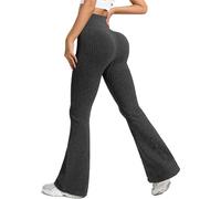 PORRASSO Pantalones de Yoga Mujer Fitness Pantalones Deportivos Flared Leggings Control de Abdomen Bootcut Pants Elásticos Suaves para Pilates Fitness Casual Trabajo Negro