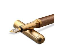 PORRASSO Pluma Estilográfica Pluma Fuente de Madera Hecho a Mano Fountain Pen Escribiendo Cómodo Regalo para Hombres Mujeres Palosanto Amarillo A