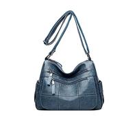 PORRASSO Retro Bolso Bandolera Mujer Bolso de Hombro Multibolsillos Bolsa de Mensajero Bolso Cruzados de Piel Sintética Suave para Trabaja Viaje Uso Diario Azul