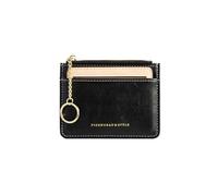 PORRASSO Tarjetero de Mujeres Minimalista PU Monedero Tarjetero para Tarjetas de Crédita Portátil Cartera Negro