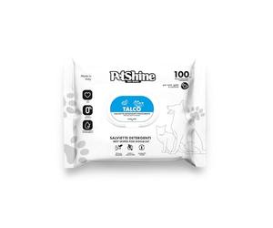 PORRINI - Toallitas Higiene para Perro y Gato, Talco, 80 Unidades, Limpieza Profunda y Eficaz, sin Alcohol y pH Neutro, Elimina Olores y Suciedad del Pelaje de Mascotas
