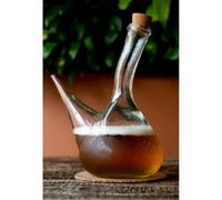 Porrón 125ml de Vidrio Reciclado con Tapón de Corcho Natural - Porrón Pequeño, Cómodo, Elegante y Resistente - Individual