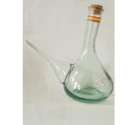 Porrón de Vidrio Reciclado 1L con Bandera de España Grabada y Tapón de Corcho Natural - Vidrio Grueso y Resistente - Apto para Lavavajillas