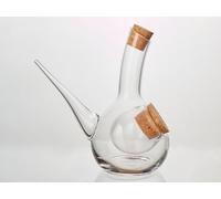 Porrón Enfriador con Aguja de Cristal Tradicional con Capacidad 500 ml y Compartimento Independiente para Hielo - Salida Fina para Servir - Doble Tapón de Corcho