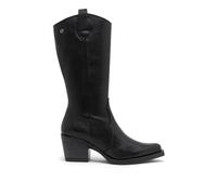 Porronet Botas cowboy de piel negro con cremallera flora Mujer - (38)