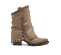 Porronet Botas Doble Faz De Piel Taupe Con Tachuelas Flavia