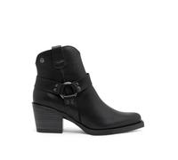 Porronet Botines Cowboy De Piel Negro Con Cremallera Fabiana