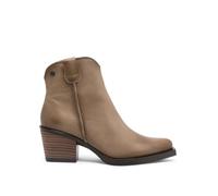 Porronet Botines Cowboy De Piel Taupe Con Cremallera Frida