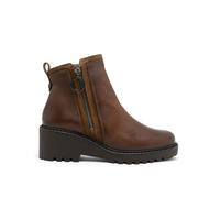 Porronet Botines De Piel Con Cuña Y Cremallera Cuero Elsa