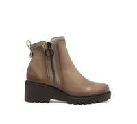 Porronet Botines De Piel Con Cuña Y Cremallera Taupe Elsa