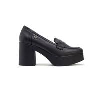 PORRONET Mocasines De Tacón En Piel Negra Laia