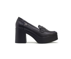 PORRONET Mocasines De Tacón En Piel Negra Laia