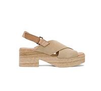 PORRONET - Sandalia con dos tiras de serraje cruzadas en color taupe arena Vilma talla 38