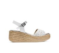 Porronet Sandalia De Cuña De Piel Blanco Plata Dalia