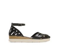 Porronet Sandalia De Cuña De Piel Negro Carlota