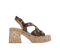 Porronet Sandalia De Tacón De Piel Moka Tachuelas Zoe