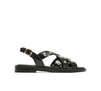 Porronet Sandalia Plana De Piel con Tachuelas Negro Mónica