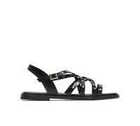 Porronet Sandalia Plana De Piel Con Tachuelas Negro Victoria