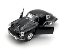 Porsche 356b Modelo de Coche clásico a Escala 1:38 - Modelo detallado para coleccionistas | GT Marketing | Colección Museo | Negro | Dimensiones: 11,5 cm