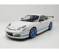 Porsche 911 GT3 RS 2002 Blanco Franjas Azules 1:18 Minichamps Estático OVP