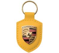 Porsche Original llavero amarillo piel con metal color Crest