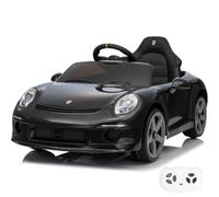 Porsche RUF GT - Coche eléctrico infantil (12 V, 1-5 años, MP3, LED, resistente), color negro