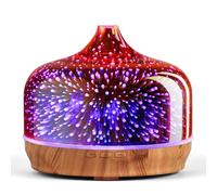 Porseme Difusor de Aroma de 500ml, 3D Difusor de Vidrio Soplado para Aceites Esenciales, Humidificador Grande Ultrasónico Cool Mist Quiet, 7 Colores LED para el Hogar Dura 15-21 Horas (OR Rose)