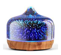 Porseme Difusor de Aroma de 500ml, 3D Difusor de Vidrio Soplado para Aceites Esenciales, Humidificador Grande Ultrasónico Cool Mist Quiet, 7 Colores LED para el Hogar Dura 15-21 Horas (Argent)