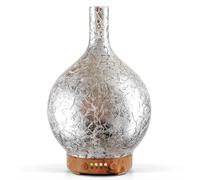 Porseme Difusor de aroma de cristal, bañado en plata, 100 ml, humidificador ultrasónico silencioso, 7 ledes que cambian de color, con temporizador, humidificador, sin BPA, spa, regalo elegante