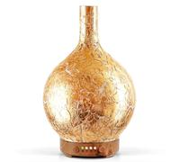 Porseme Difusor de Aroma de Cristal, Chapado en Oro, 100 ml, humidificador ultrasónico silencioso, 7 ledes Que cambian de Color, con Temporizador, humidificador, sin BPA, SPA, Regalo Elegante