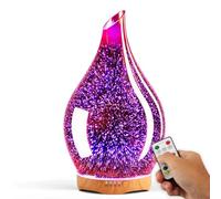 Porseme Difusor de Aroma de Cristal de 280 ml con Mando a Distancia, Fuegos Artificiales 3D, humidificador ultrasónico, Niebla fría, 7 Colores de luz, silencioso, para humidificador de casa y Yoga