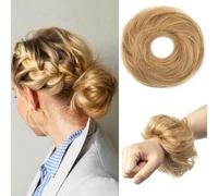 PORSMEER Extensiones de cabello humano para moños altos, moño elástico, banda de goma, moño de pelo real, diseño antideslizante, moño mesurado, pieza doble, moño de cola de caballo (27#)