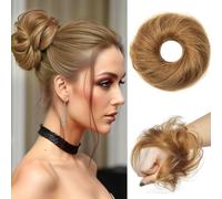 PORSMEER Extensiones de cabello humano para moños altos, moño elástico, banda de goma, moño de pelo real, diseño antideslizante, moño mesurado, pieza doble, moño de cola de caballo (4#)