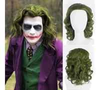 PORSMEER Halloween Joker peluca hombres verde payaso Cosplay traje accesorios corto y rizado para disfraz fiesta Halloween carnaval fiesta fiesta