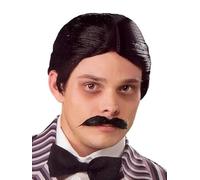 PORSMEER La peluca de la familia Gomez para hombre, color negro, disfraz de Halloween, cosplay, accesorio de disfraz