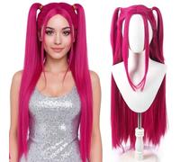 PORSMEER Peluca de disfraz de cazador de demonios, cosplay de anime, zoey mira, accesorio largo y liso para el cabello para mujeres (demonios cazador-mira)