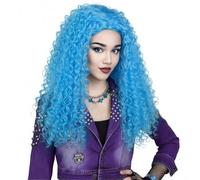 PORSMEER Peluca larga de princesa azul cristal para mujeres y niñas, pelucas largas rizadas para disfraz de Halloween, cosplay, peluca Chloe