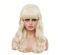 PORSMEER Peluca larga ondulada rubia tipo panal para mujer, peluca panal vintage estilo barroco, peluca bouffant panal grande estilo vintage para trajes de los años 50 y 80, fembot