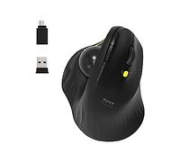 Port Connect - Ratón ergonómico con Bola direccional Bluetooth inalámbrico Recargable USB a/USB-C 2.4 GHz Negro