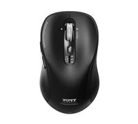 Port Connect - Ratón inalámbrico (Bluetooth, Recargable, USB-A/USB-C silencioso), Color Negro
