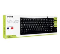 Port Connect Teclado con Cable USB A AZERTY Francés Negro