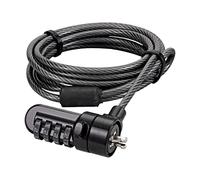 Port Designs 901209 - Cable antirrobo (Negro, Cerradura con combinación, Níquel, PVC, Acero, Zinc, 1,8 m, 4,4 mm, 125 g)