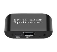 Port Hub, DP Distributor, High Resolution Compact Design Easy Setup Enhanced Productivity, Double Monitors Distributor Large for Laptops, Education, 3.03x2.17x0.79inches