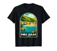 Port Isaac Cornwall Vintage Coastal Village Arte náutico Camiseta