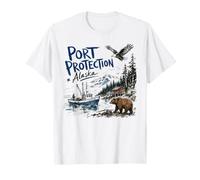 Port Protection Alaska Nature Scene Bear Eagle Fishing Boat Camiseta