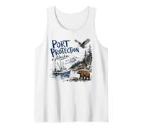 Port Protection Alaska Nature Scene Bear Eagle Fishing Boat Camiseta sin Mangas