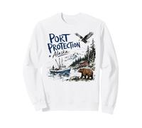 Port Protection Alaska Nature Scene Bear Eagle Fishing Boat Sudadera