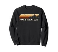 Port Sanilac, MI Vintage Evergreen Puesta del Sol de los años Ochenta Retro Sudadera