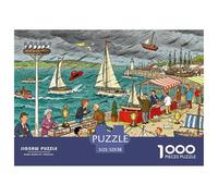 Port Weekend Yacht Model Exhibition en un día de tifón Puzzle De Madera Impermeable Puzzles De 1000 Piezas Regalos para Adultos Imposible Rompecabezas Juegos Educativos