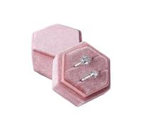 Porta Alianzas Caja de franela hexagonal for anillos, con lunares coloridos, for exhibir joyas, ideal for bodas, confesiones y presentaciones